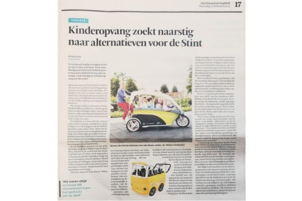 Artikel in Financieel Dagblad over fietstaxi GoCab