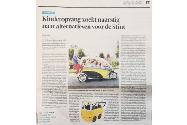 Artikel in Financieel Dagblad over fietstaxi GoCab Artikel in Financieel Dagblad over fietstaxi GoCab