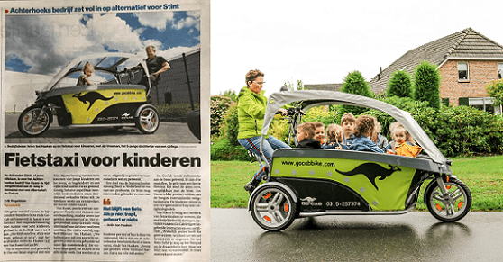 GoCab fietstaxi voor kinderen in de krant