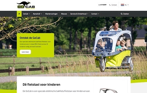 website GoCab fietstaxi voor kinderen live