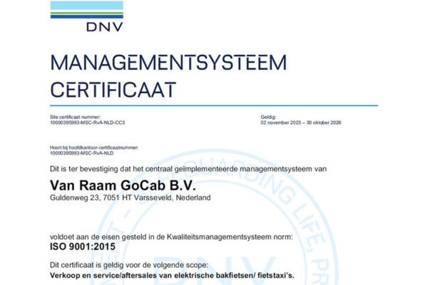 ISO certificering GoCab