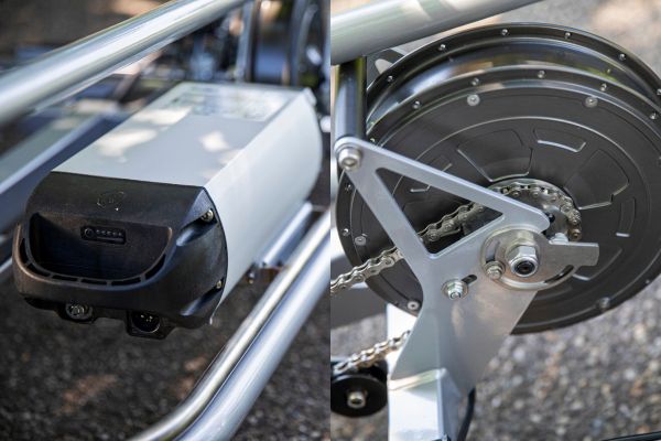 Accu en motor op GoCab fietstaxi